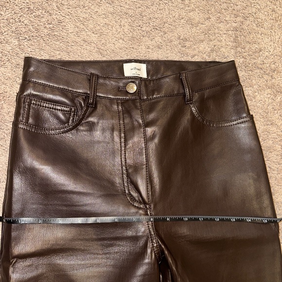 Aritzia Wilfred The Melina Cropped Faux Leather Pant color dark brown Size 4 - Picture 11 of 16